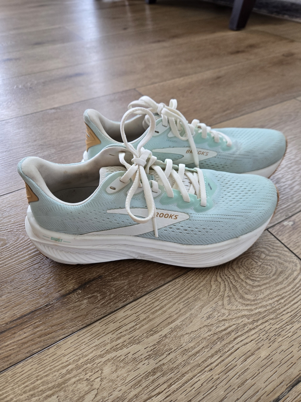 Brooks Women’s Running Shoes - Mint Green & White with Tan Accents